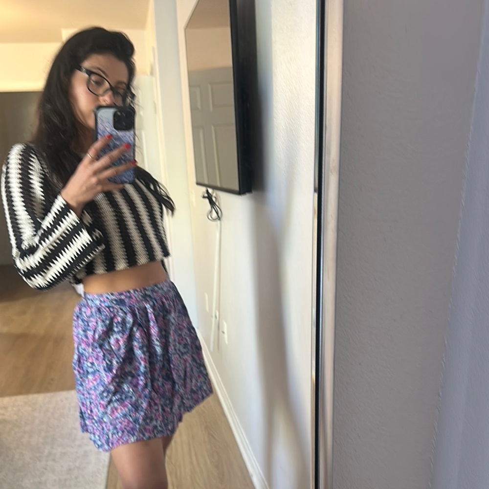 Mossimo Supply Co. Black and White Top with Blue and Pink Skirt